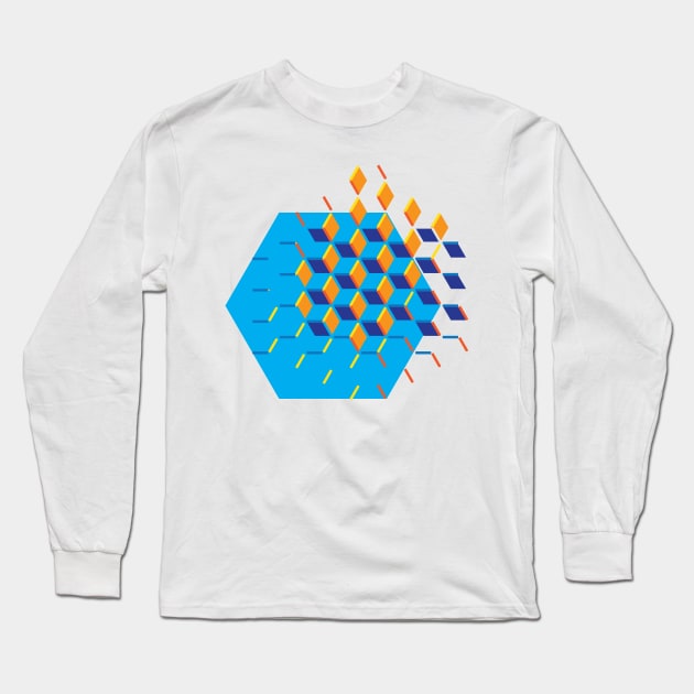 Hexagon Cubes Long Sleeve T-Shirt by SteveGrime